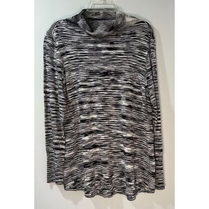 Nic + Zoe women’s gray & white thin knit turtleneck sweater size XL. #40-1011